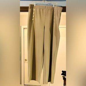 H&M Tan Wide Leg Pants Elegant Cotton Blend